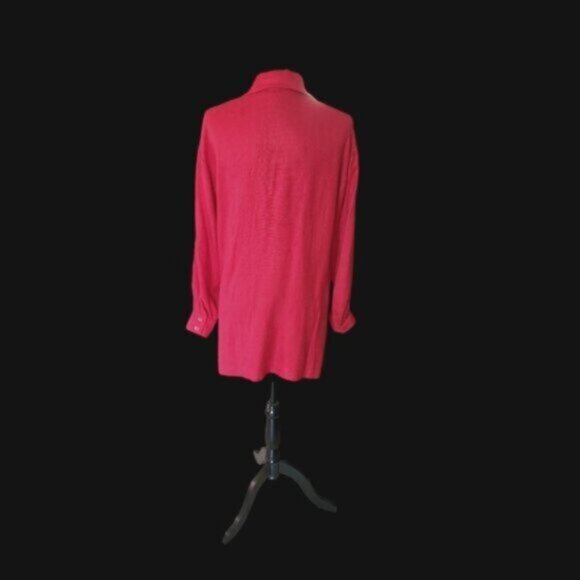 Red Linen Blend Over Shirt Women’s Sz Medium - Picture 7 of 12
